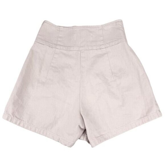 WE THE FREE Free People Paris High Waisted Twill Pleated Short Size 24 Ivory - Picture 7 of 7